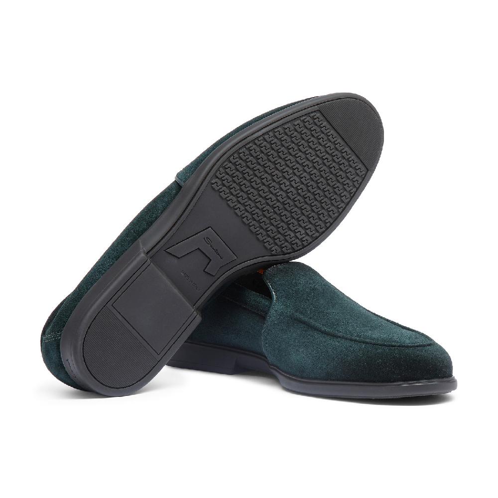Santoni Mocassino Da Uomo In Suede Verde Scuro