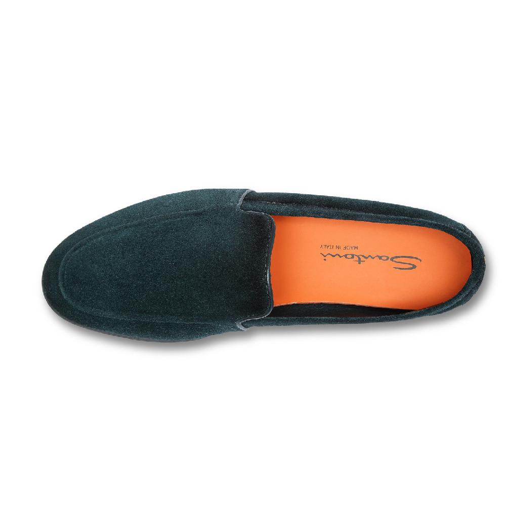 Santoni Mocassino Da Uomo In Suede Verde Scuro