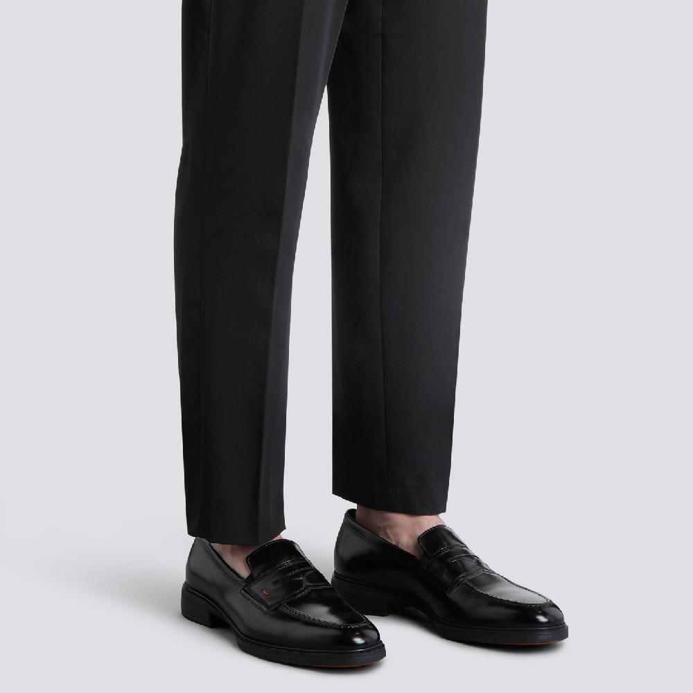 Santoni Mocassino Easy Da Uomo In Pelle Nera