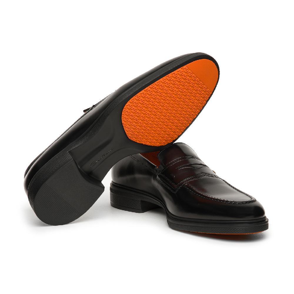 Santoni Mocassino Easy Da Uomo In Pelle Nera