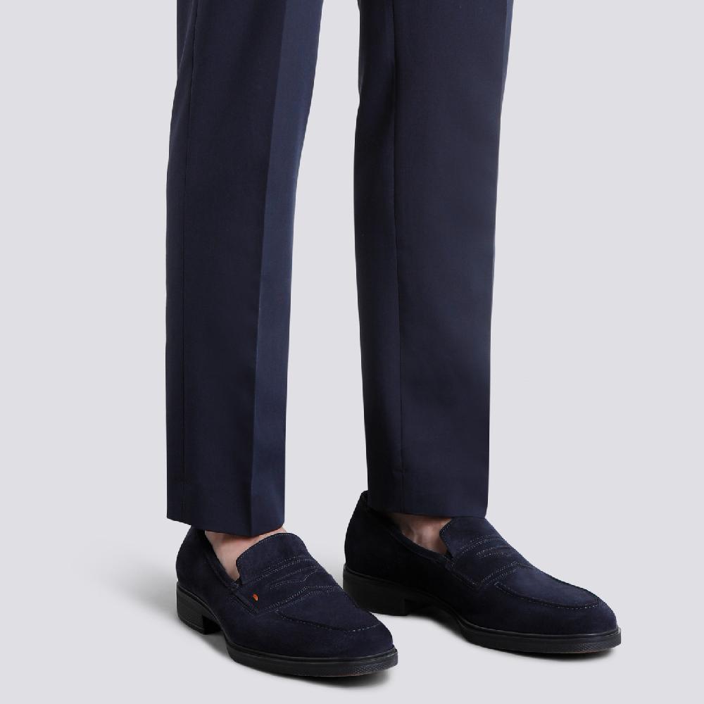 Santoni Mocassino Easy Da Uomo In Suede Blu