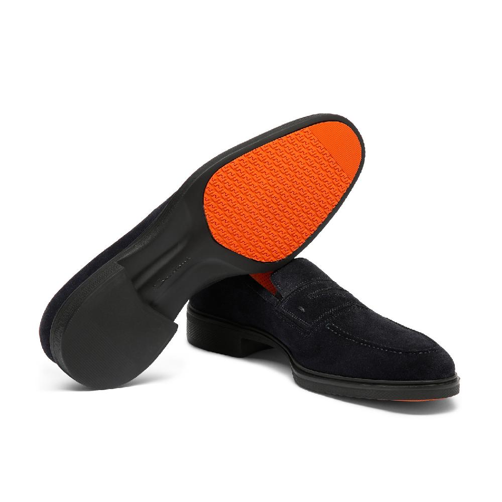 Santoni Mocassino Easy Da Uomo In Suede Blu
