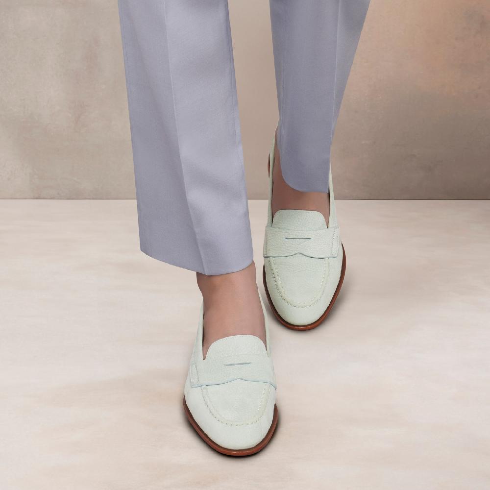 Santoni Mocassino Penny Da Donna In Nabuk Azzurro