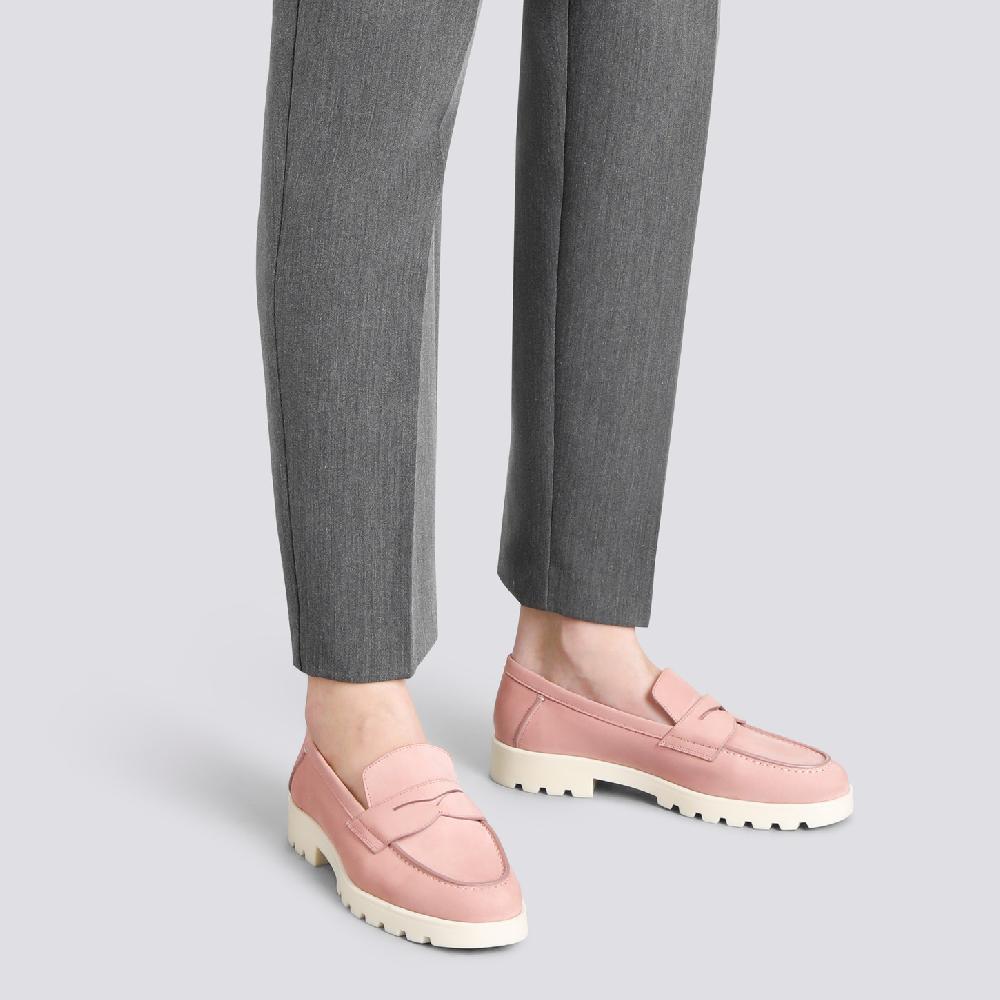 Santoni Mocassino Penny Da Donna In Nabuk Rosa