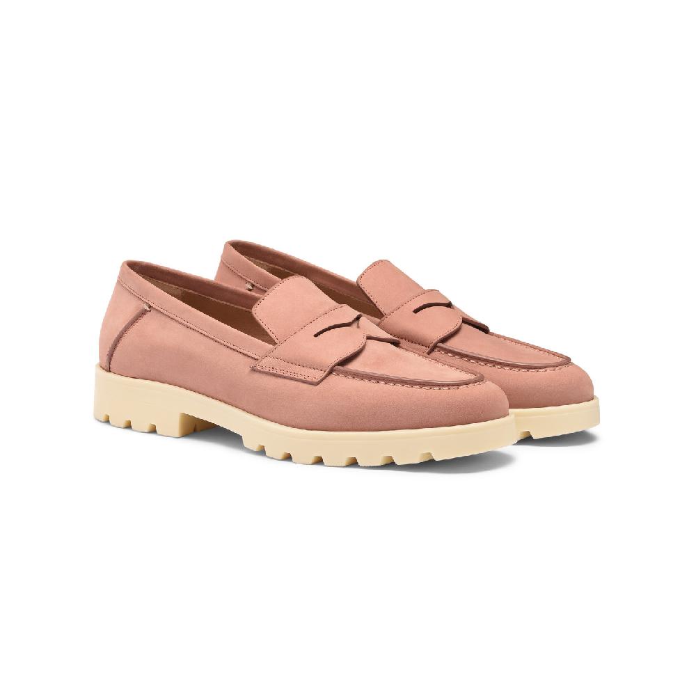 Santoni Mocassino Penny Da Donna In Nabuk Rosa