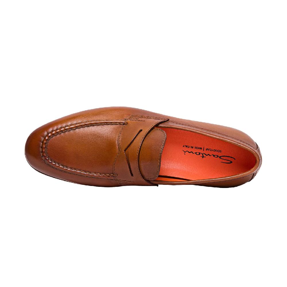 Santoni Mocassino Penny Da Uomo In Pelle Marrone