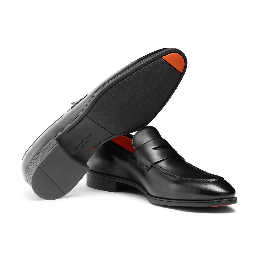 Santoni Mocassino Penny Da Uomo In Pelle Nera