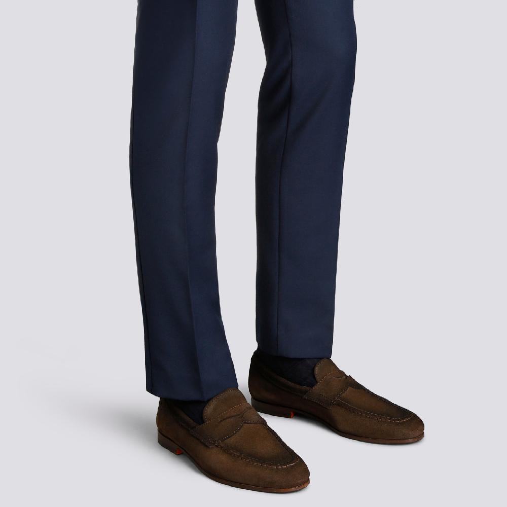 Santoni Mocassino Penny Da Uomo In Suede Marrone