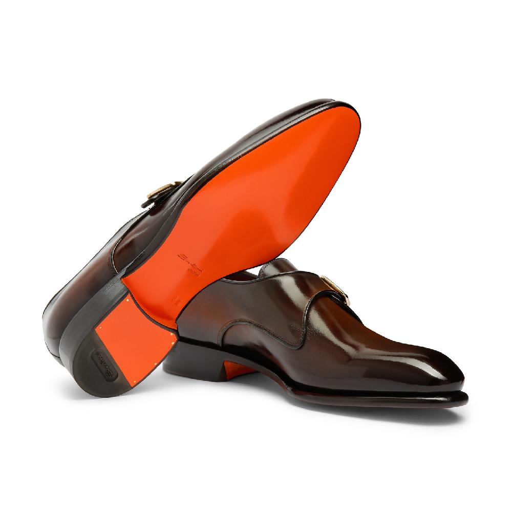 Santoni Mono Fibbia Da Uomo In Pelle Marrone