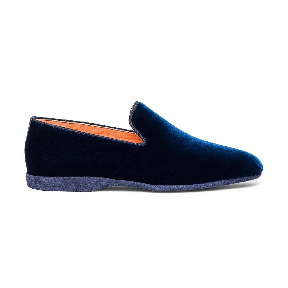 Santoni Pantofola da uomo in velluto blu