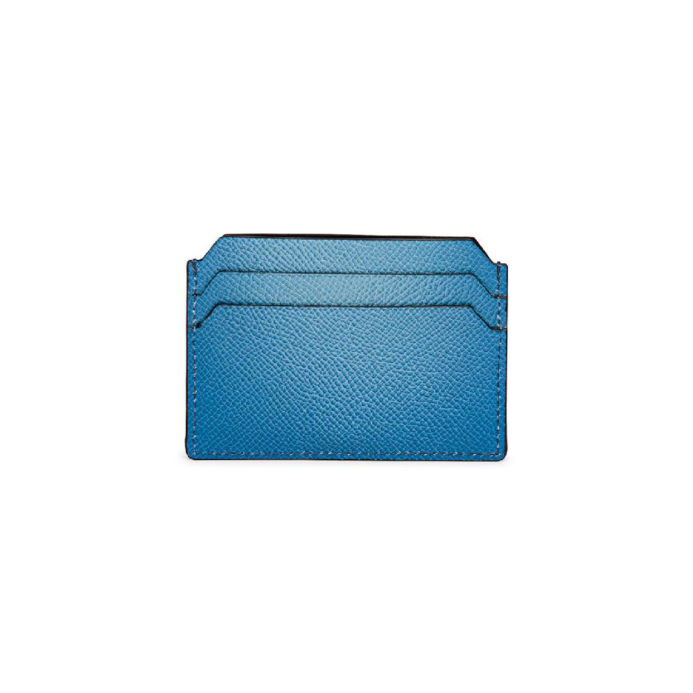 Santoni Porta Carte Di Credito In Saffiano Azzurro