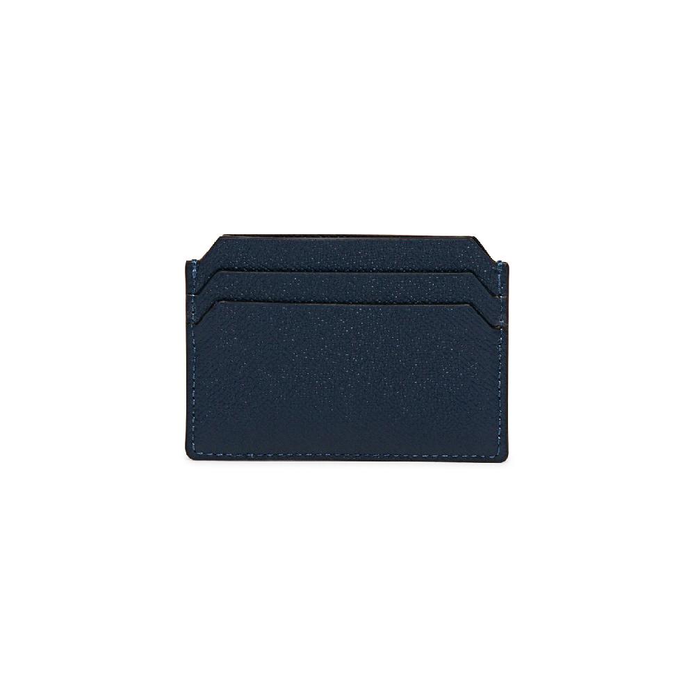 Santoni Porta Carte Di Credito In Saffiano Blu