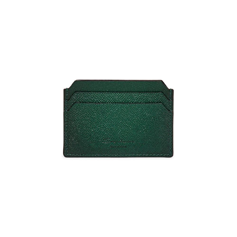 Santoni Porta carte di credito in saffiano verde