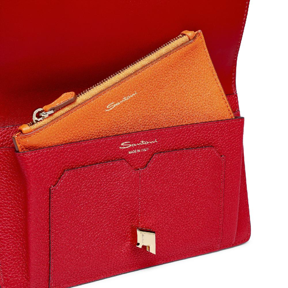 Santoni Porta Documenti In Pelle Rossa