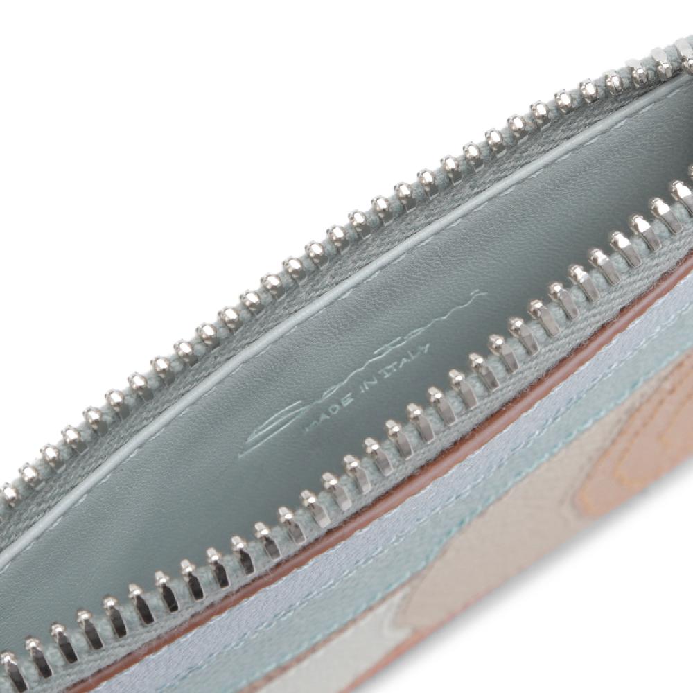 Santoni Porta Monete In Saffiano Azzurro