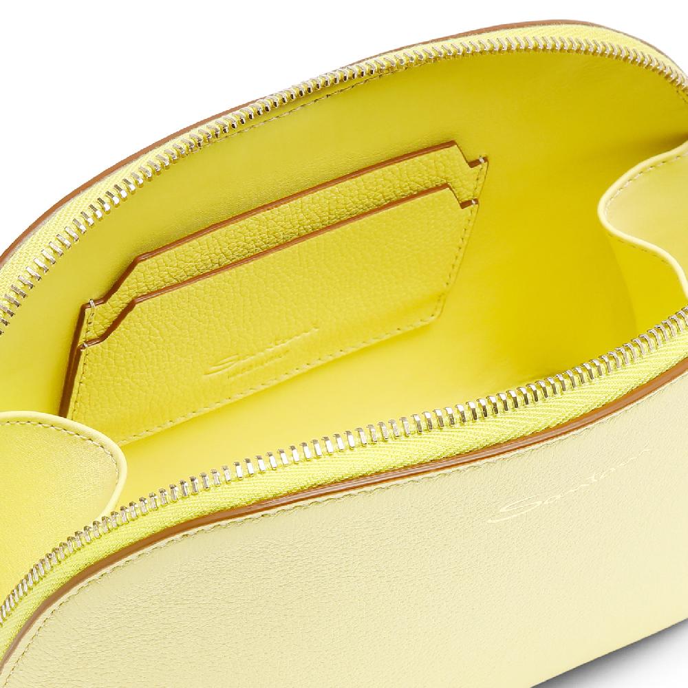 Santoni Pouch In Pelle Bottalata Gialla