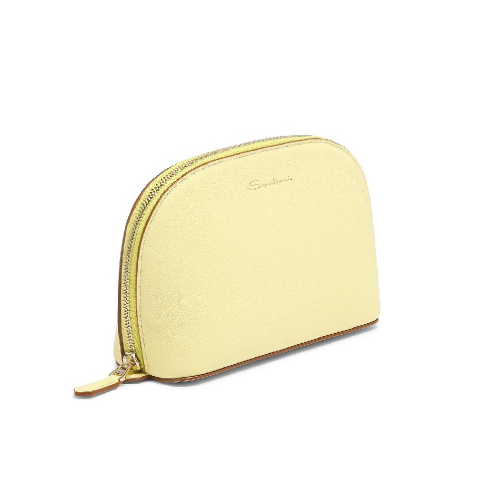 Santoni Pouch In Pelle Bottalata Gialla