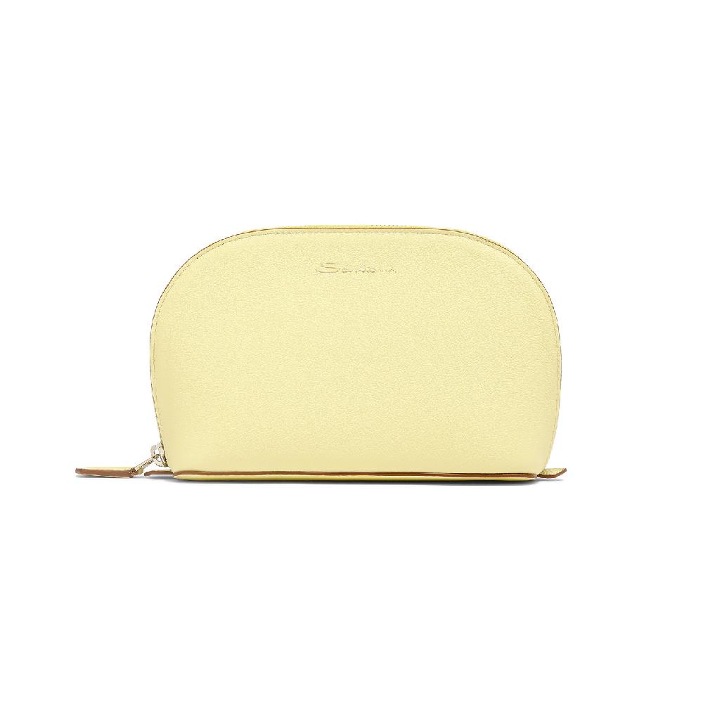 Santoni Pouch in pelle bottalata gialla