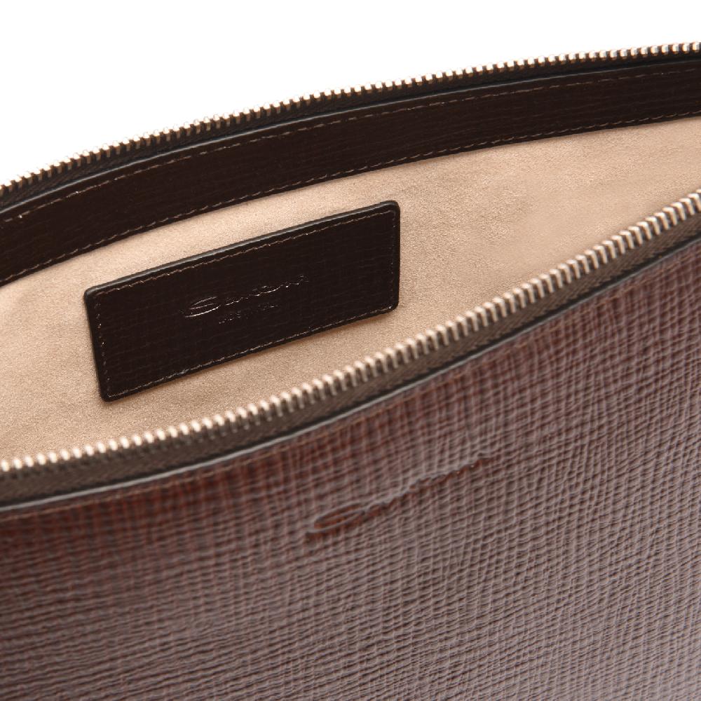 Santoni Pouch In Pelle Stampata Testa Di Moro
