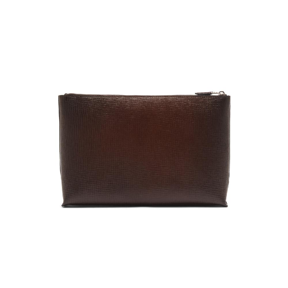 Santoni Pouch In Pelle Stampata Testa Di Moro