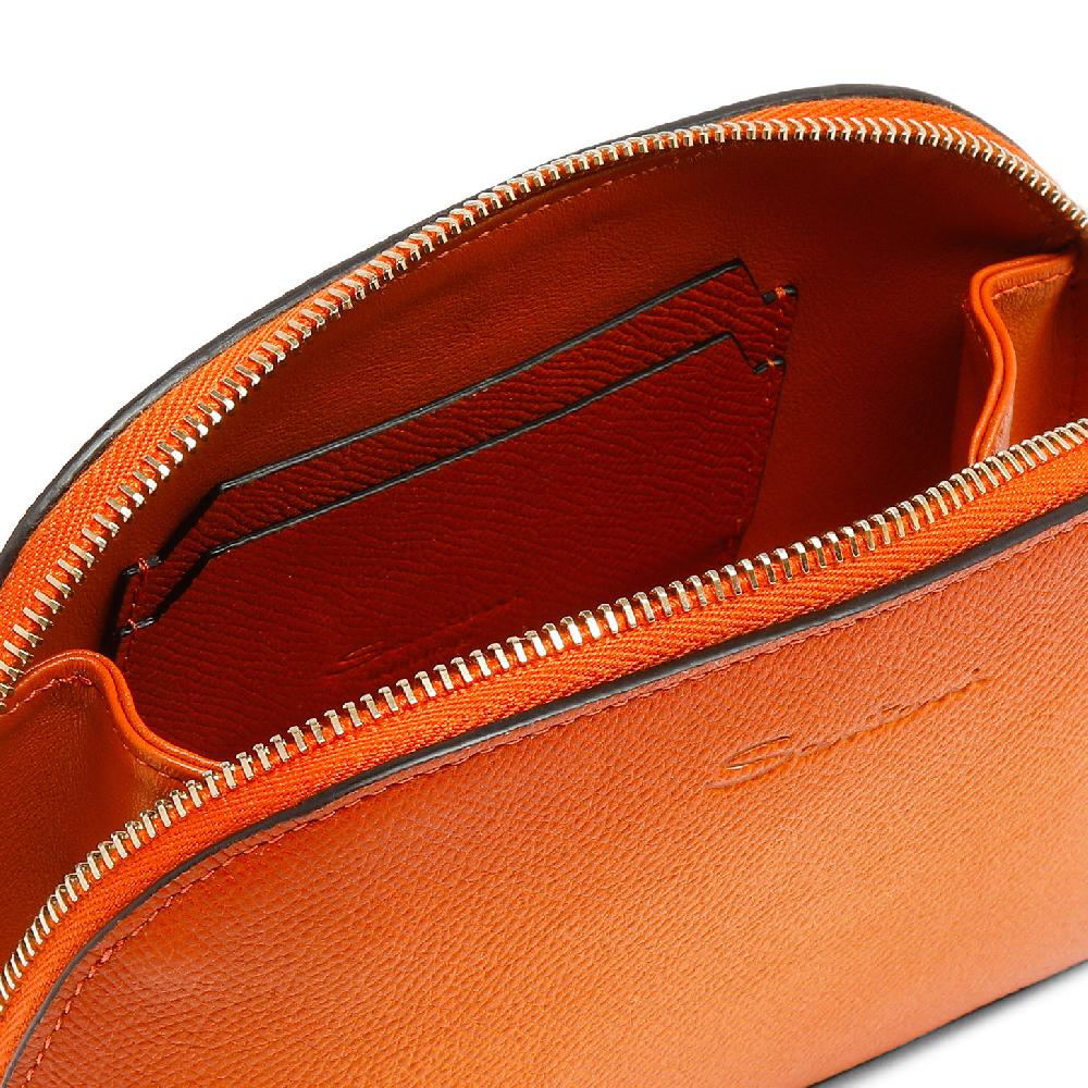 Santoni Pouch In Saffiano Arancione