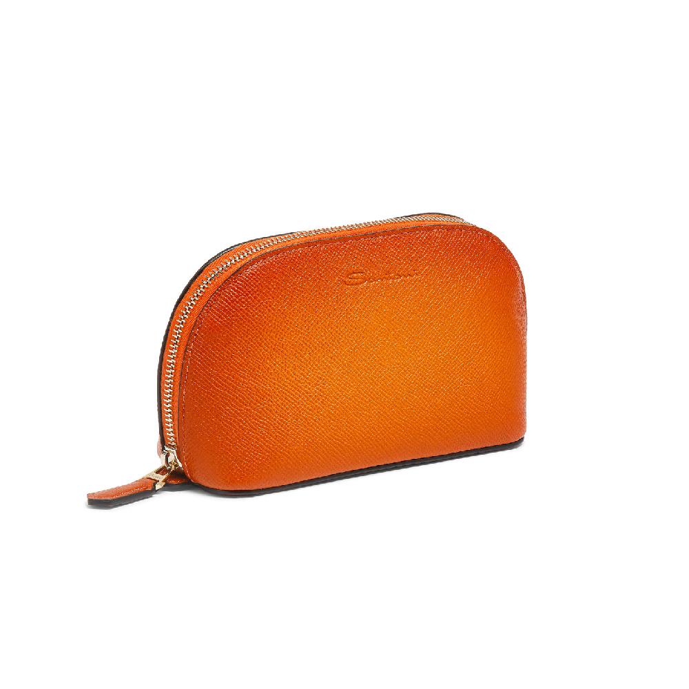 Santoni Pouch In Saffiano Arancione