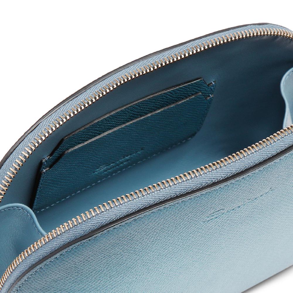 Santoni Pouch In Saffiano Azzurro