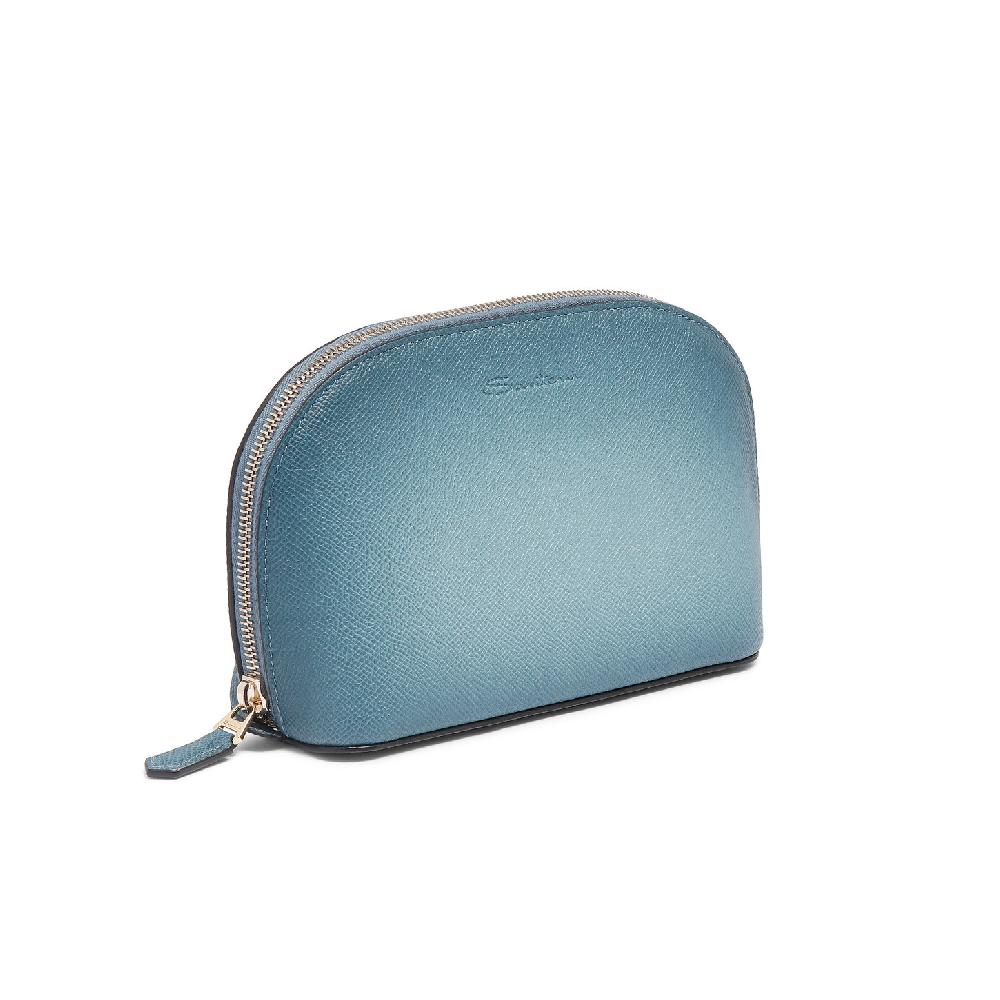 Santoni Pouch In Saffiano Azzurro