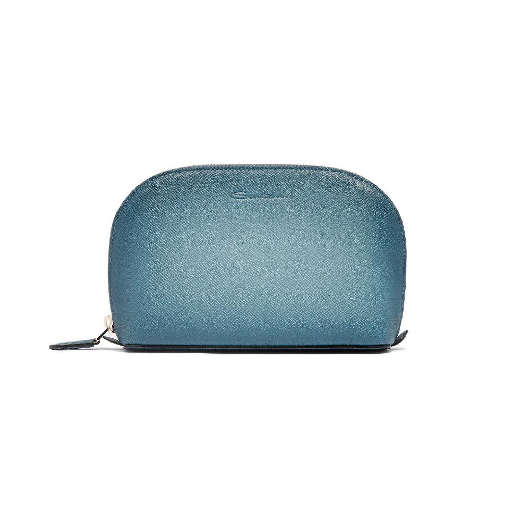 Santoni Pouch in Saffiano azzurro