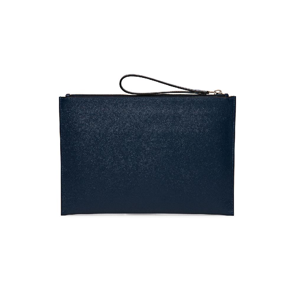 Santoni Pouch In Saffiano Blu