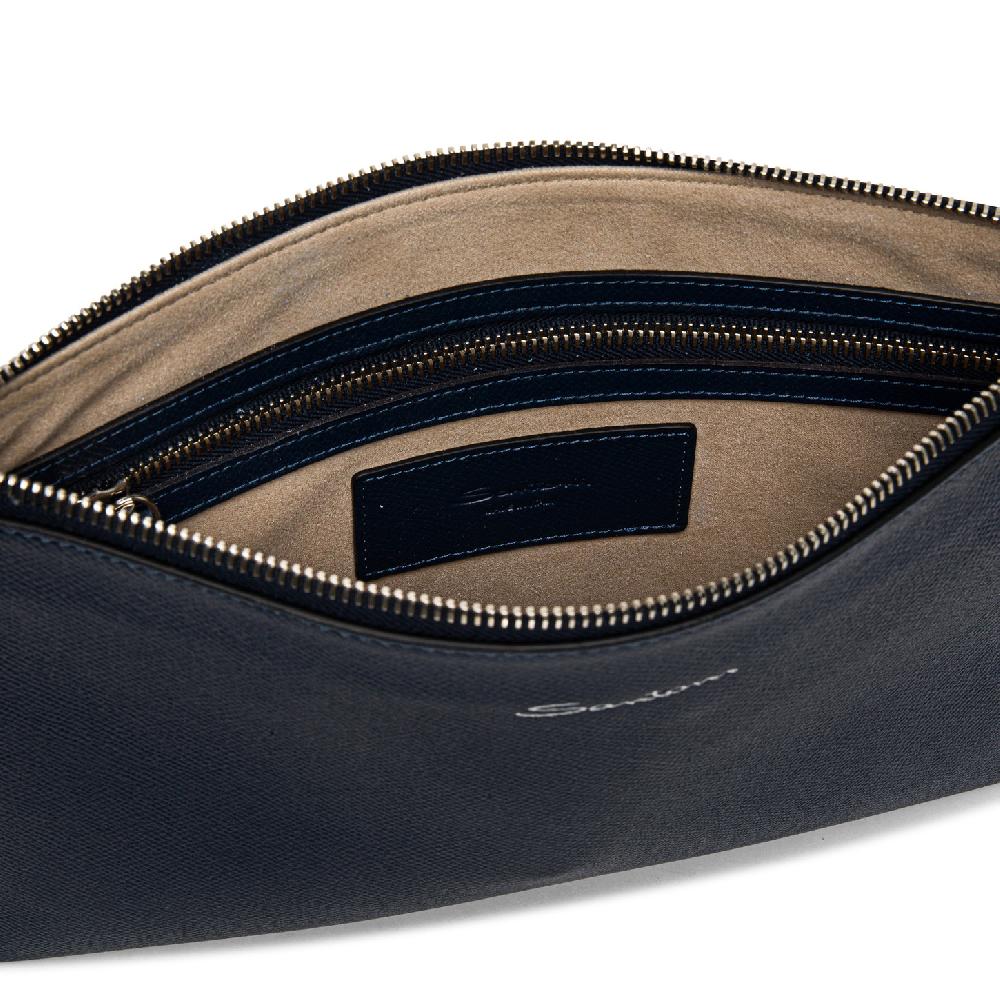 Santoni Pouch In Saffiano Blu