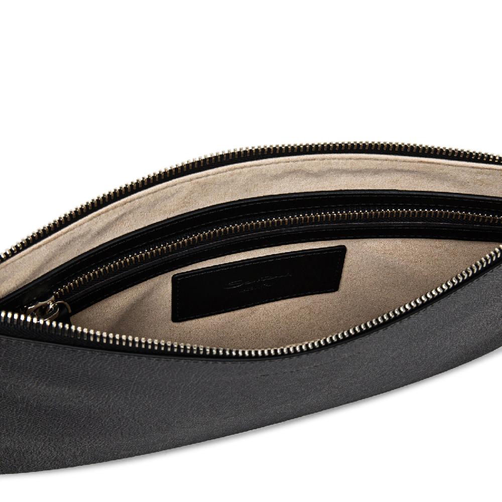 Santoni Pouch In Saffiano Grigio