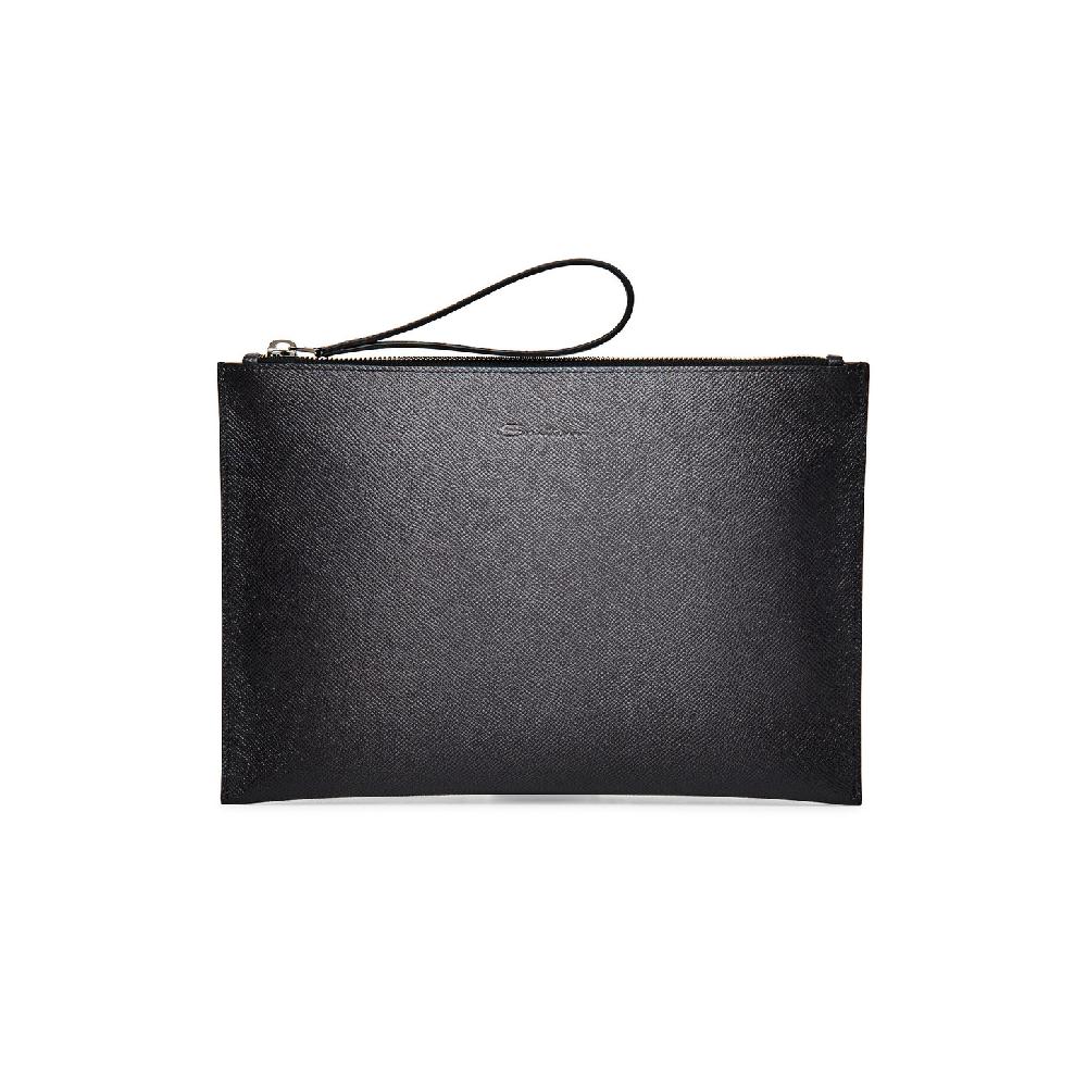 Santoni Pouch in saffiano grigio