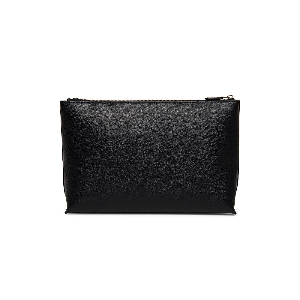 Santoni Pouch In Saffiano Nero