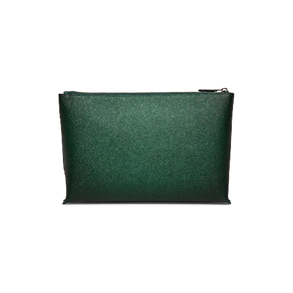 Santoni Pouch In Saffiano Verde