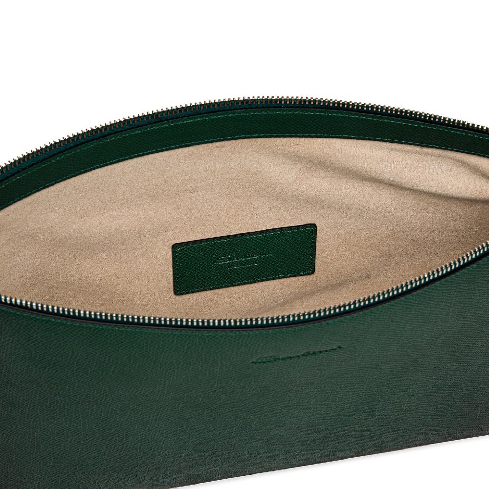 Santoni Pouch In Saffiano Verde