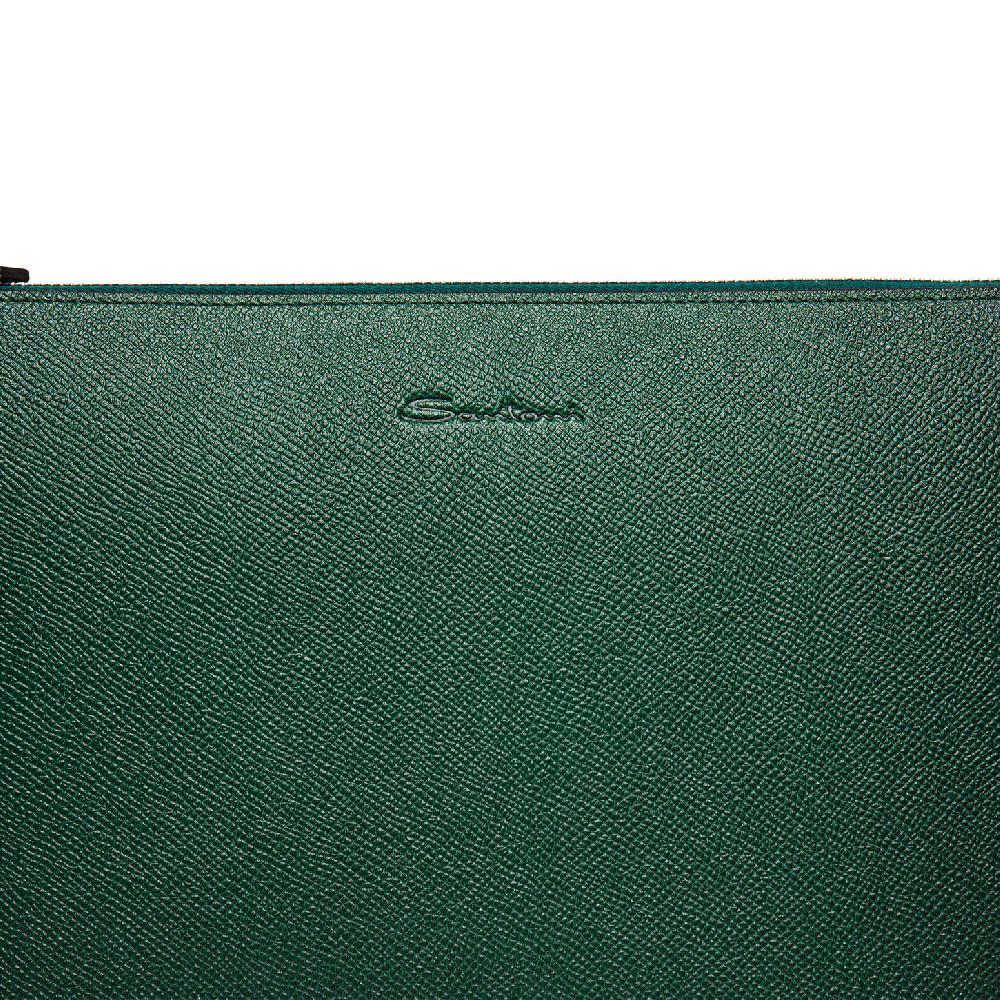 Santoni Pouch In Saffiano Verde