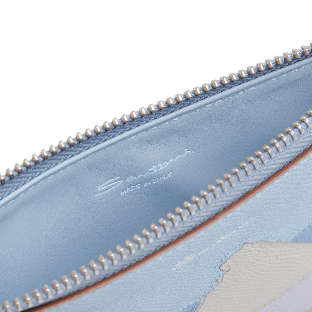 Santoni Pouch Piccola In Saffiano Azzurro