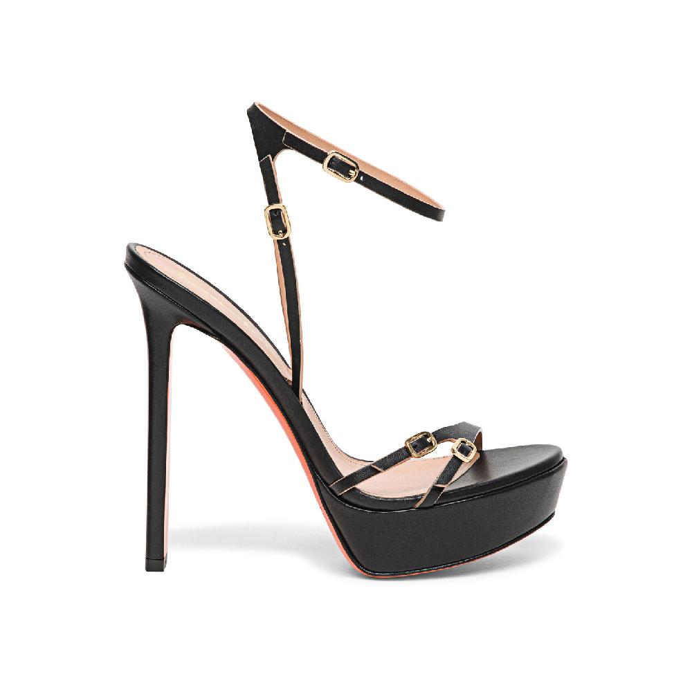 Santoni Sandalo tacco alto da donna in pelle nera