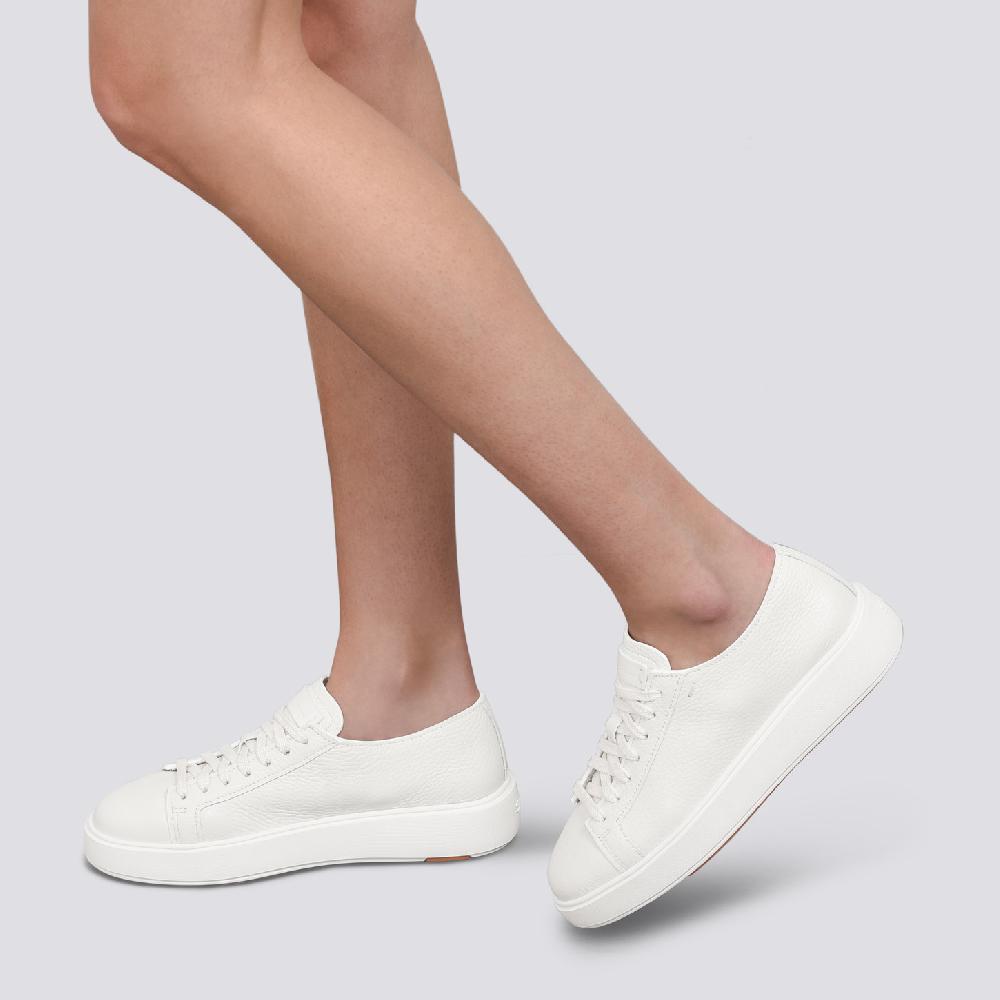 Santoni Sneaker Da Donna In Pelle Bottalata Bianca