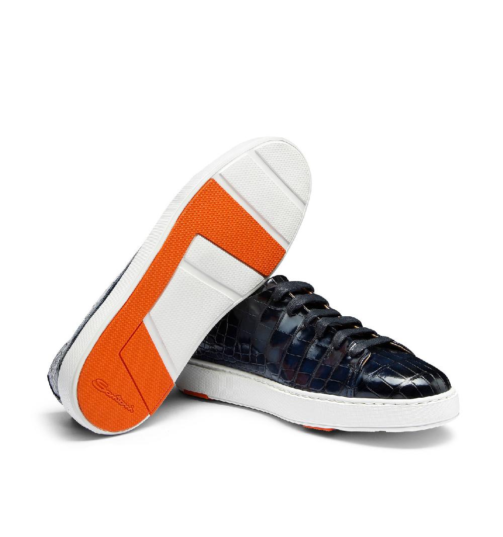 Santoni Sneaker Da Uomo In Alligatore Blu