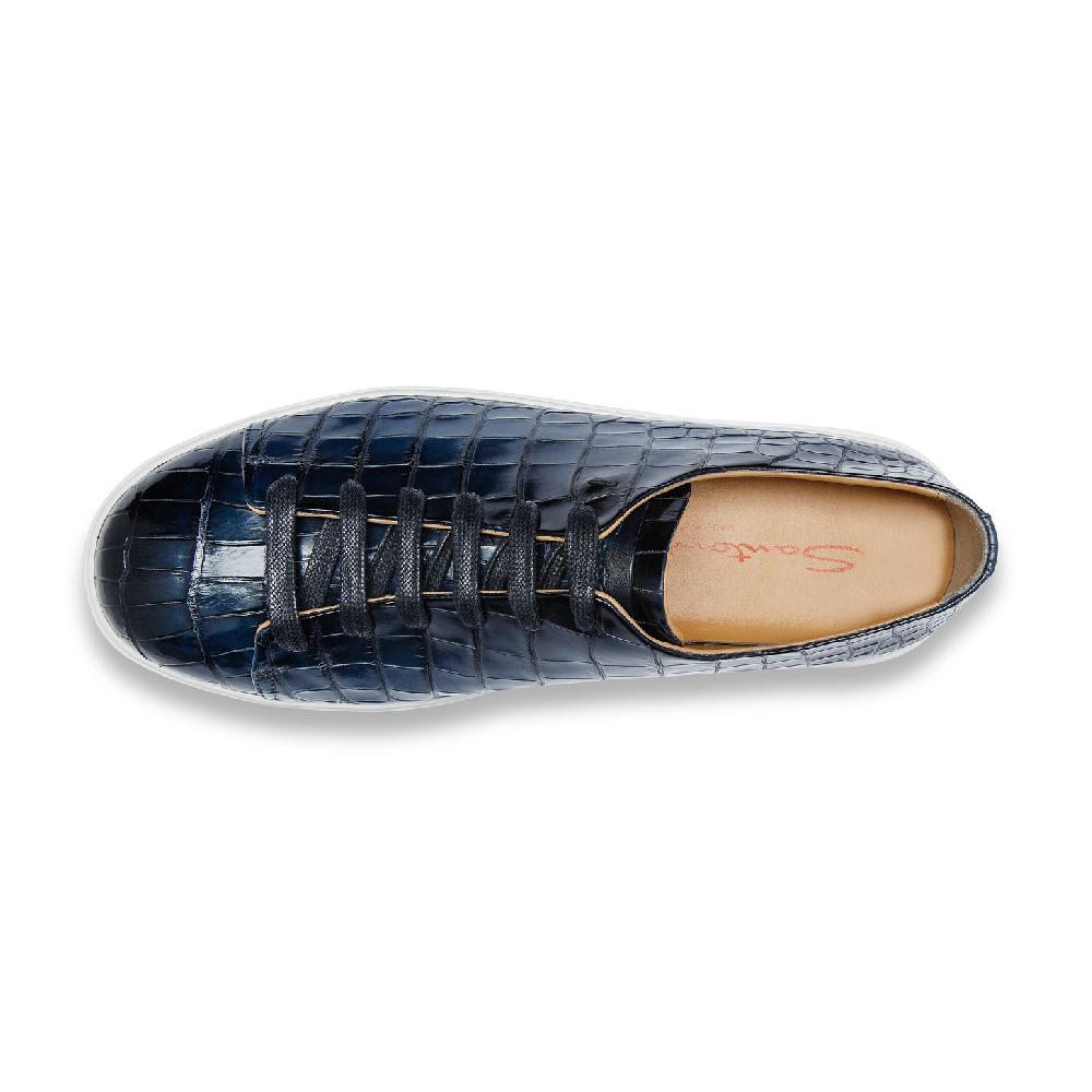 Santoni Sneaker Da Uomo In Alligatore Blu