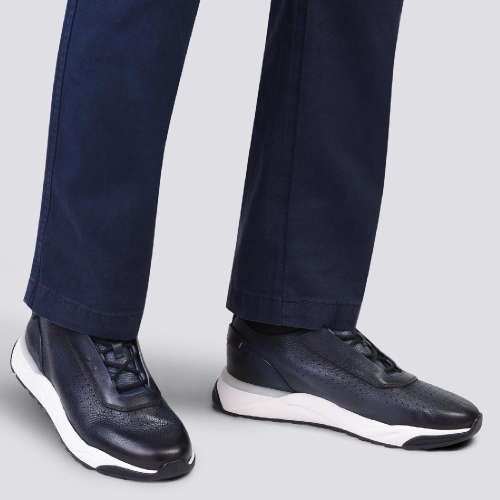 Santoni Sneaker Da Uomo In Pelle Blu