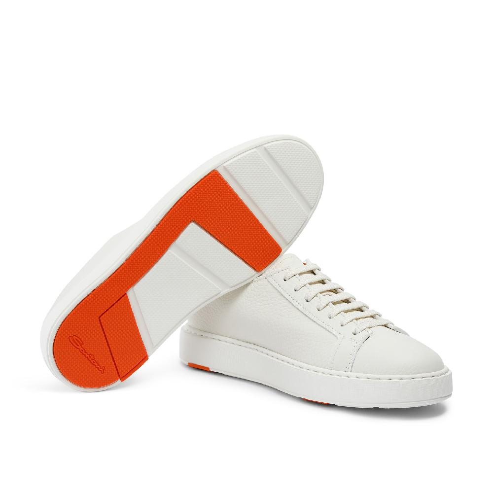 Santoni Sneaker Da Uomo In Pelle Bottalata Bianca