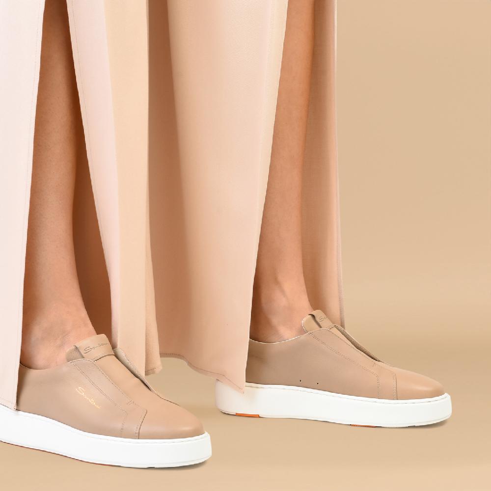 Santoni Sneaker Slip-on Da Donna In Pelle Rosa