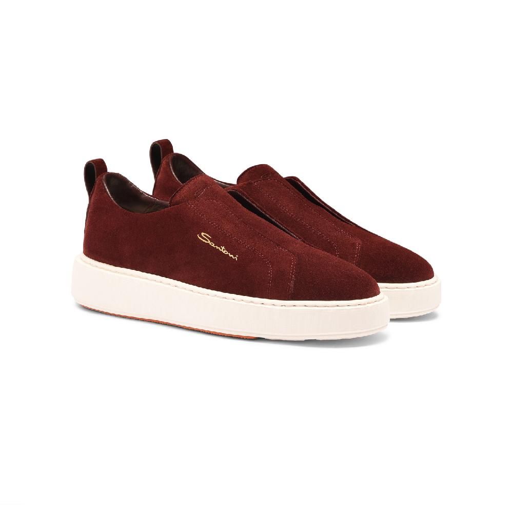 Santoni Sneaker Slip-on Da Donna In Suede Bordeaux