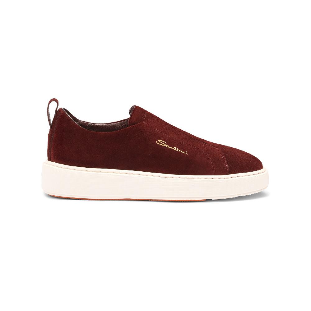 Santoni Sneaker slip-on da donna in suede bordeaux