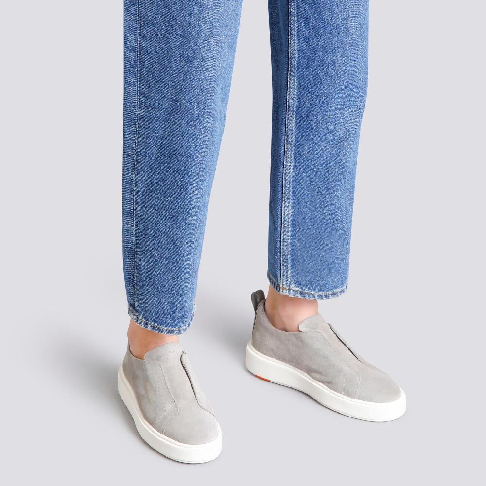 Santoni Sneaker Slip-on Da Donna In Suede Grigio