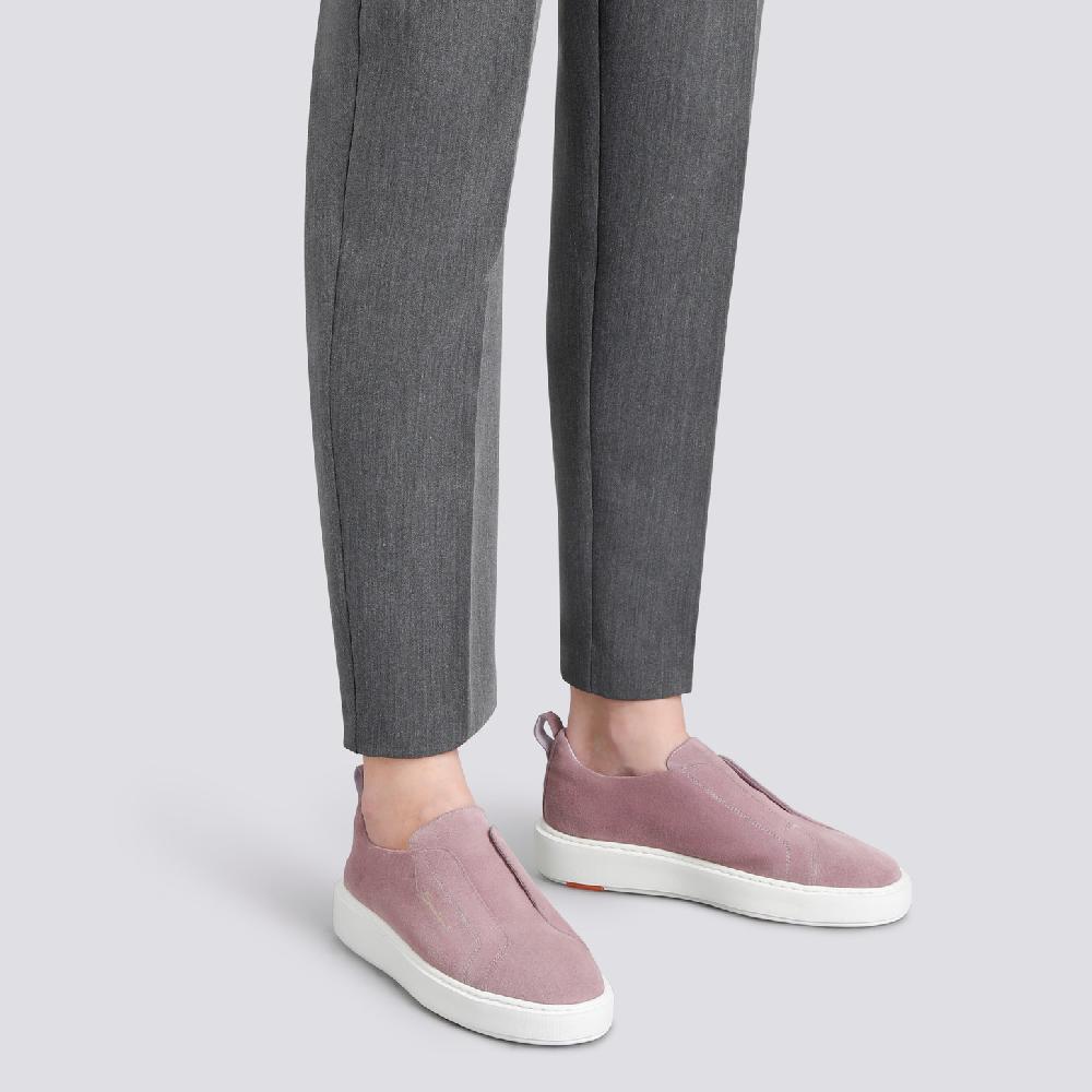 Santoni Sneaker Slip-on Da Donna In Suede Rosa
