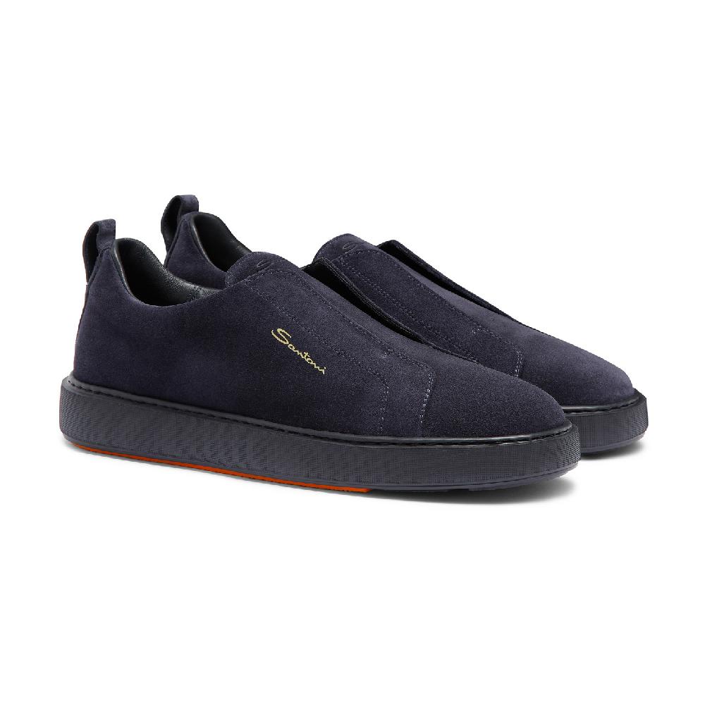Santoni Sneaker Slip-on Da Uomo In Suede Blu